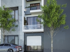 Bản vẽ thiết kế nhà lô phố 3 tầng 3.45x13.05m (full dwg + pc su +3ds max)