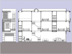 Bản vẽ thiết kế nhà lô phố 3 tầng kiến trúc hiện đại mặt tiền 5x17.5m