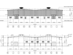 Bản vẽ thiết kế nhà máy sản xuất 1.2 ha xưởng chính kích thước 60x68m khung tiền chế có cầu trục