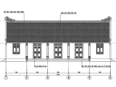 Bản vẽ thiết kế nhà ở sư Trụ Trì kiểu nhà cổ 3 gian 2 trái 8x17.5m