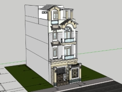 Bản vẽ thiết kế nhà phố 3 tầng 1 tum kích thước 5.7x13.65m phối cảnh su