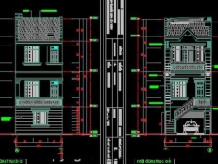 Bản vẽ thiết kế nhà phố 3 tầng có gara để xe KT 4.8x20.7m