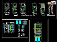 Bản vẽ thiết kế nhà phố 3 tầng đẹp dùng để kinh doanh kt 5x14m
