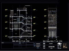 Bản vẽ thiết kế nhà phố 3.5 tầng đầy đủ phối cảnh với diện tích 3.95mx 10.25m