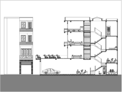 Bản vẽ thiết kế nhà phố 4 tầng hiện đại lệch tầng 3.3x19.4m 