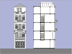 Bản vẽ thiết kế nhà phồ 5 tầng 5.1x9m 