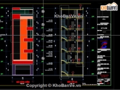 Bản vẽ thiết kế nhà phố 5 tầng KT 7.1x29.3m file cad kiến trúc
