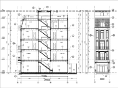 Bản vẽ thiết kế nhà phố liền kề 5 tầng 1 tum tân cổ điển 5x16m 