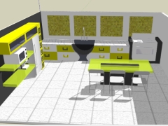 Bản vẽ thiết kế nội thất phòng bếp đẹp 3d