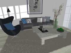 Bản vẽ thiết kế nội thất phòng khách dựng model sketchup