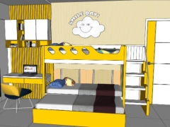 Bản vẽ thiết kế phòng ngủ cho bé model 3d sketchup