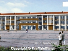 Bản vẽ trường tiểu học 3 tầng gồm Kiến trúc, kết cấu đã thi công