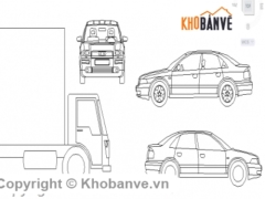 Bản vẽ xe và xe tải hình khối
