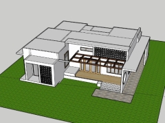 Biệt thự 1 tầng 15x15m dựng model sketchup