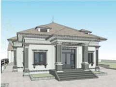 Biệt thự 1 tầng diện tích 14.3x11.6m đầy đủ kiến trúc revit