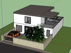 Biệt thự 2 tầng 11x11m model sketchup việt nam