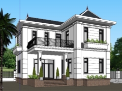 Biệt thự 2 tầng 14x10m model sketchup 