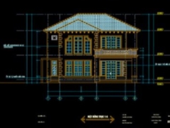 Biệt thự 2 tầng diện tích 8.5x12.1m  bản vẽ cad