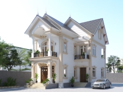Biệt thự 2 tầng mái thái model sketchup 