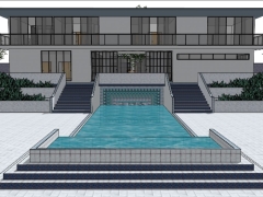 Biệt thự 2 tầng model sketchup có hồ bơi