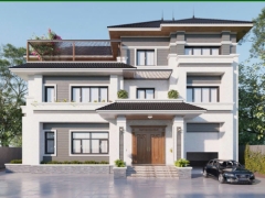 Biệt thự 3 tầng 14x19m gồm kiến trúc và phối cảnh