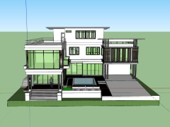 Biệt thự 3 tầng 18x18m file sketchup