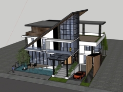 Biệt thự 3 tầng 20x10m model sketchup