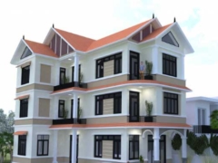 Biệt thự 3 tầng diện tích 9.3x16.6m autocad