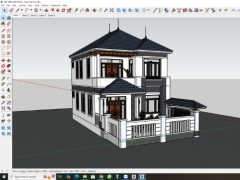 Biệt thự mái nhật 2 tầng 8,0x11,5m; đầy đủ Phối cảnh 3D, file mềm sketchup, file cad bản vẽ thiết kế thi công