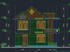 CAD bản vẽ biệt thự 2 tầng 8.1x11.7m