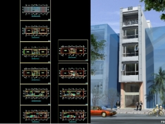 CAD Kiến trúc nhà ở 5 tầng kích thước 4.2x16.5m và 4.2x17.7m