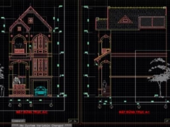 Cad nhà 3 tầng kích thước thiết kế 4.5x16m