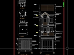 CAD nhà phố 4x13.6m hạng mục kiến trúc sơ bộ
