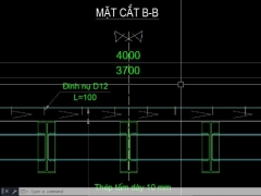 Cầu tạm bằng thép l= 12m b= 4m mố rọ đá