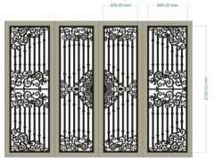 Cnc cổng 4 cánh mẫu đẹp dxf