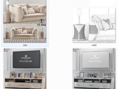 Combo Sofa và kệ tivi luxyry thiết kế 3dmax siêu đẹp