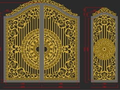 Cửa cổng cnc 2 cánh mẫu nai cò model dxf