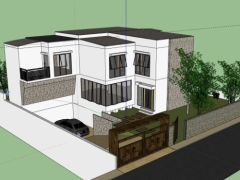 Download mẫu biệt thự 2 tầng 11x9m model sketchup