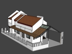 Download model nhà biệt thự 1 tầng 10x21m dựng model sketchup 