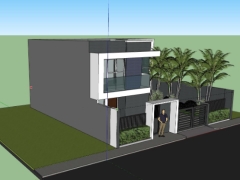 Download model nhà biệt thự 2 tầng 10.8x12m dựng model sketchup 