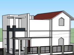 Download model nhà biệt thự 2 tầng 2x11m dựng model sketchup đẹp