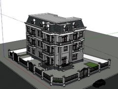 Download model nhà biệt thự 3 tầng 13.7x20m .skp