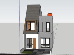 Download model nhà ở phố 2 tầng 5.7x14m dựng model .skp