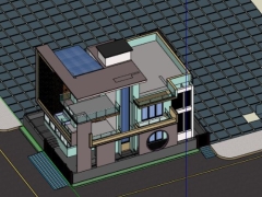 Download model sketchup mẫu nhà phố 3 tầng 8x7m