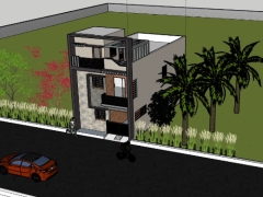 Download model sketchup việt nam nhà ở phố 3 tầng 6x13.8m đẹp