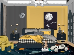 Download thiết kế nội thất phòng ngủ file sketchup 
