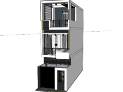 Dựng 3d .skp nhà lô phố 3 tầng 3.7x11.3m