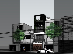 Dựng File Sketchup 2019 Nhà phố 3 tầng 4.85x13.7m + Ảnh phối cảnh