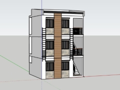 Dựng mẫu nhà phố 3 tầng 6.4x5m skp