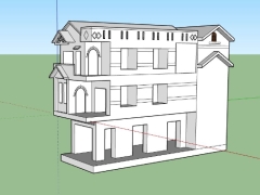 Dựng mẫu nhà phố 3 tầng model sketchup